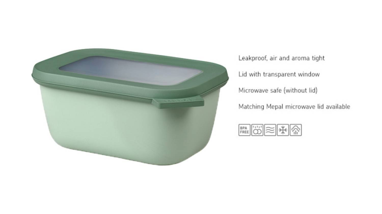 Mepal Cirqula Rectangle Food Storage Container 750ml - Nordic Sage