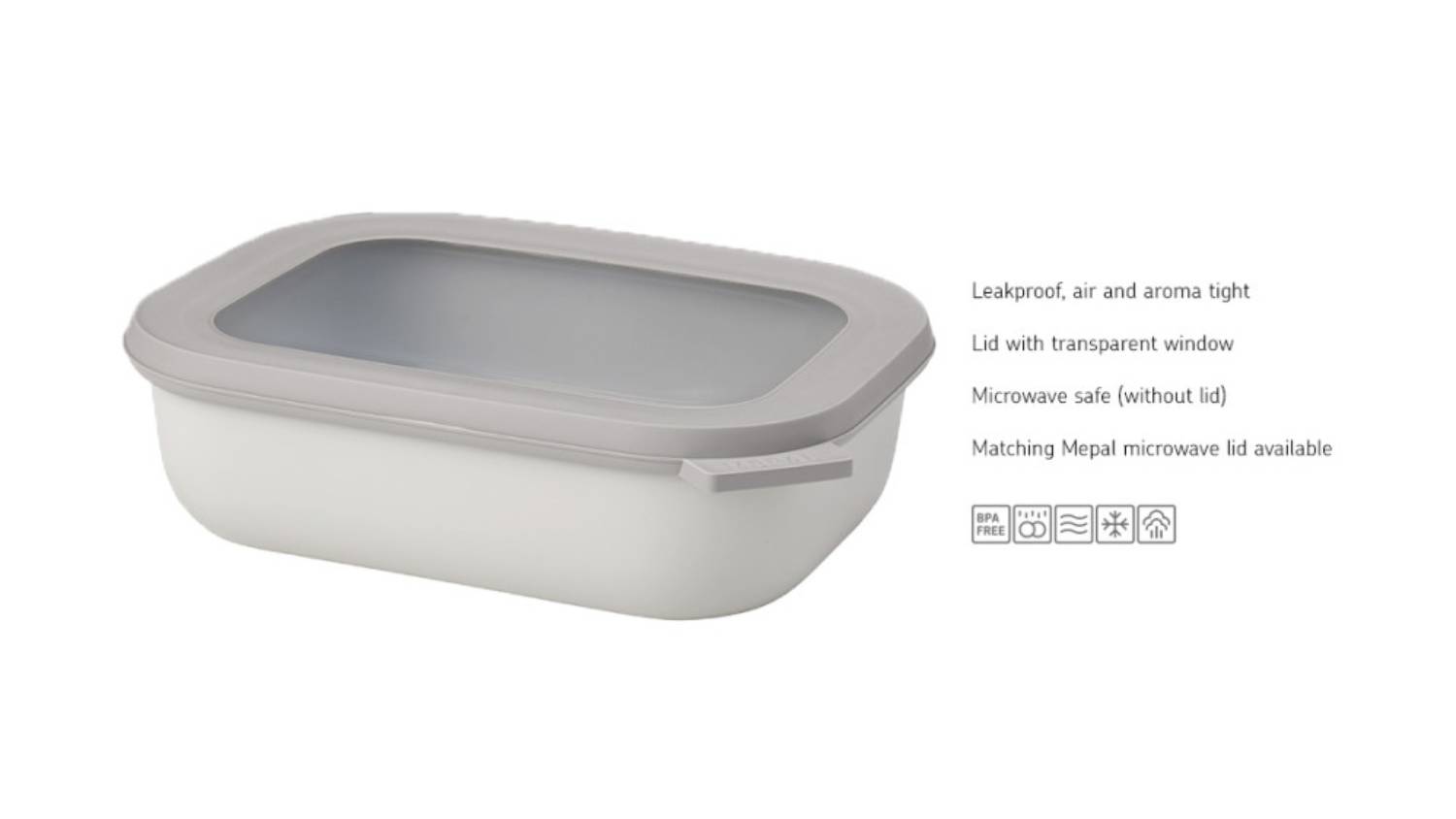 Mepal Cirqula Rectangle Food Storage Container 1L - Nordic White