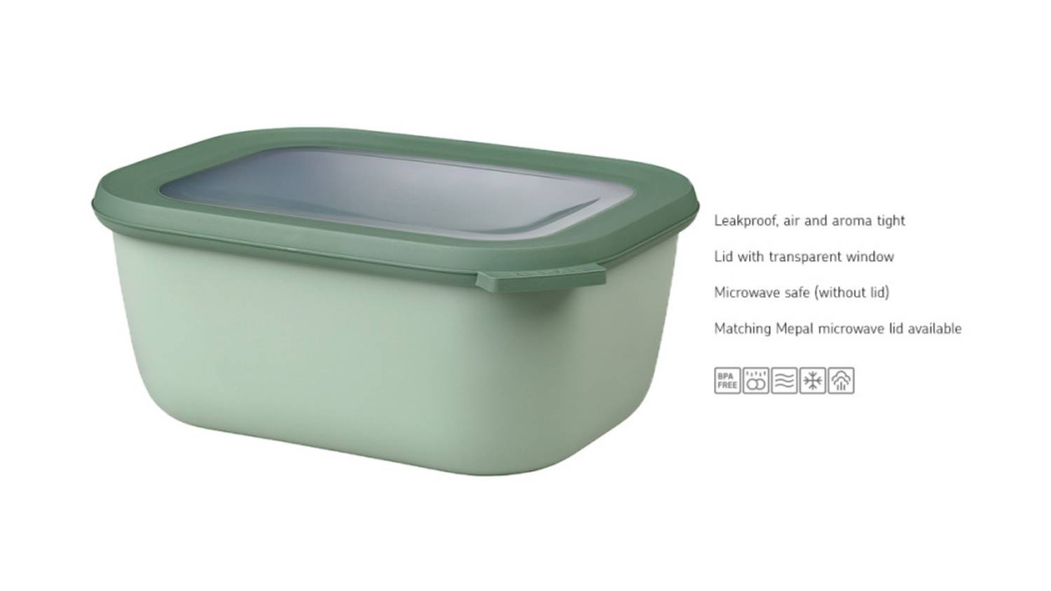 Mepal Cirqula Rectangle Food Storage Container 1.5L - Nordic Sage