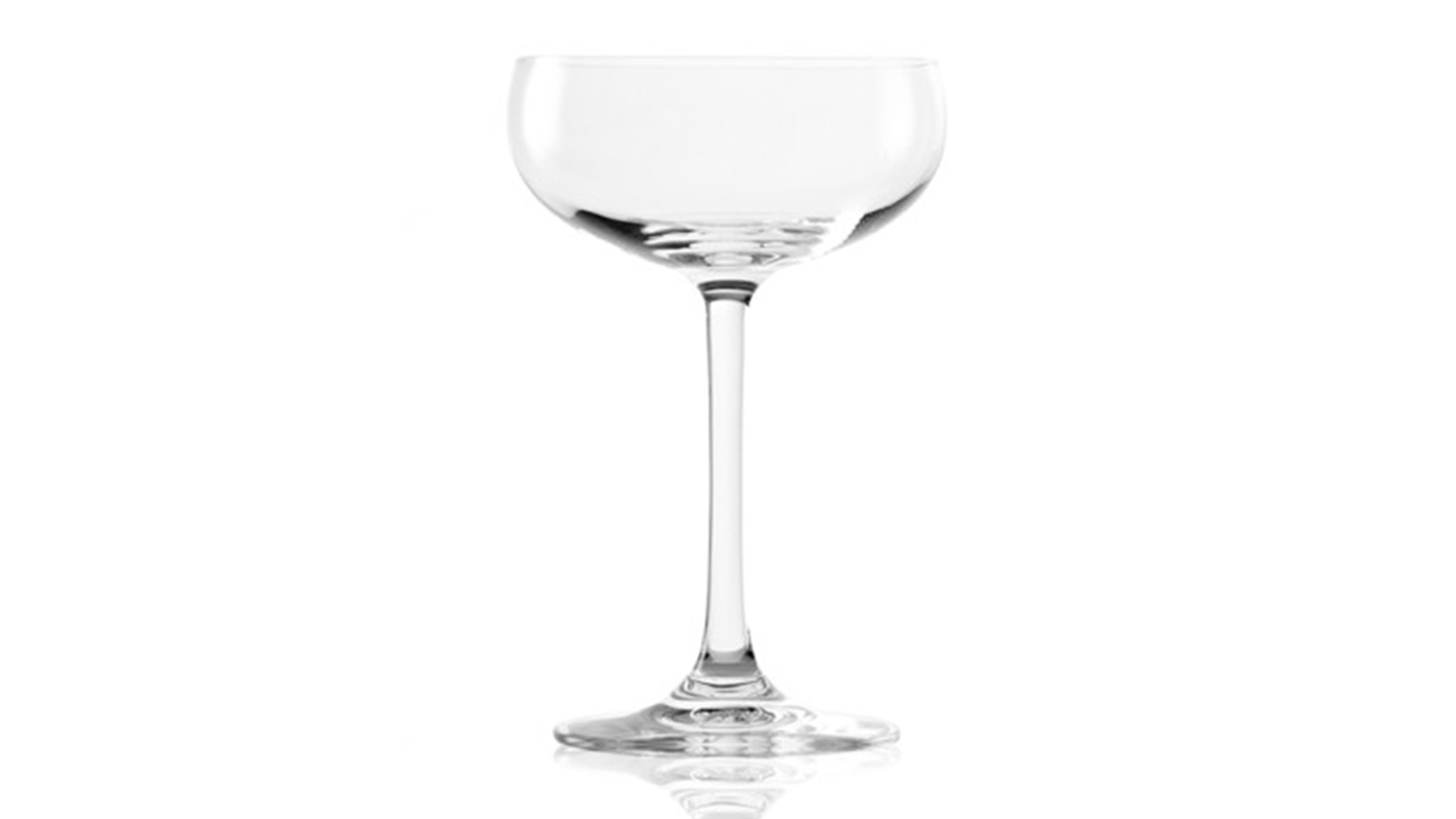 An empty Stolzle Jive Champagne Coup Glass with a stem