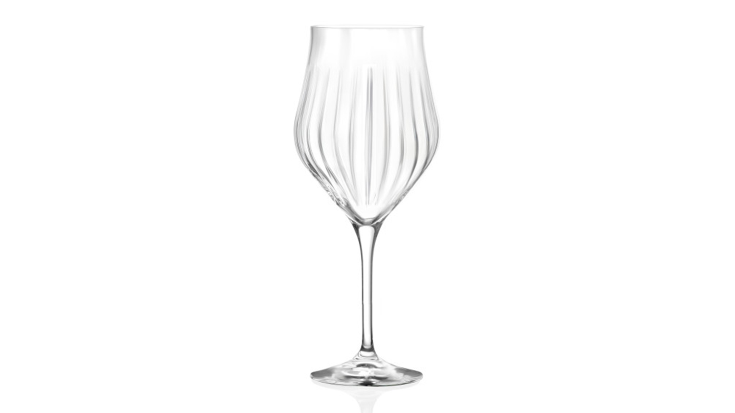 RCR Timeless Wine Glass with clear stem and vertical optic ribs