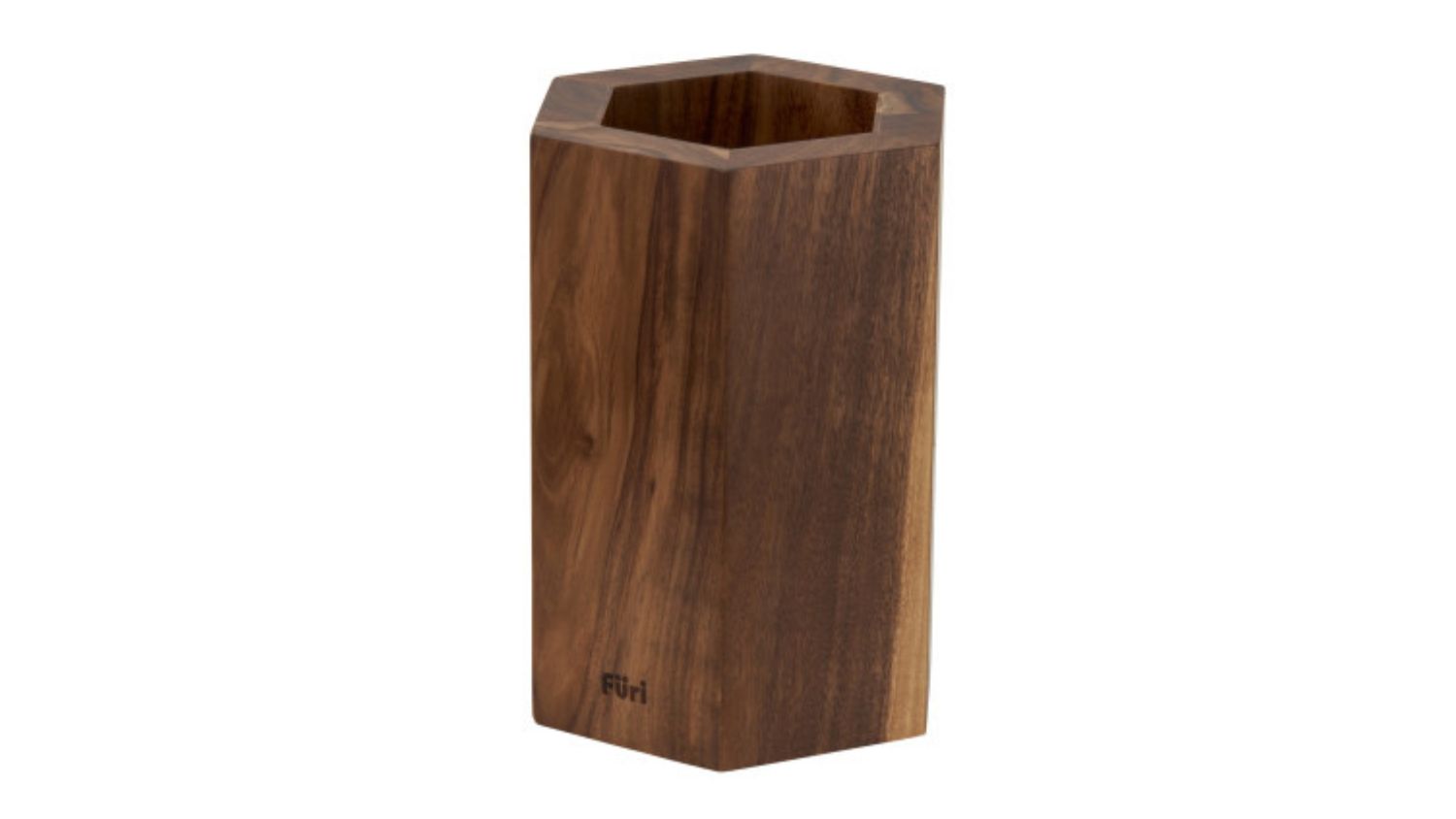 A front view of the Furi Pro hexagonal magnetic knife block