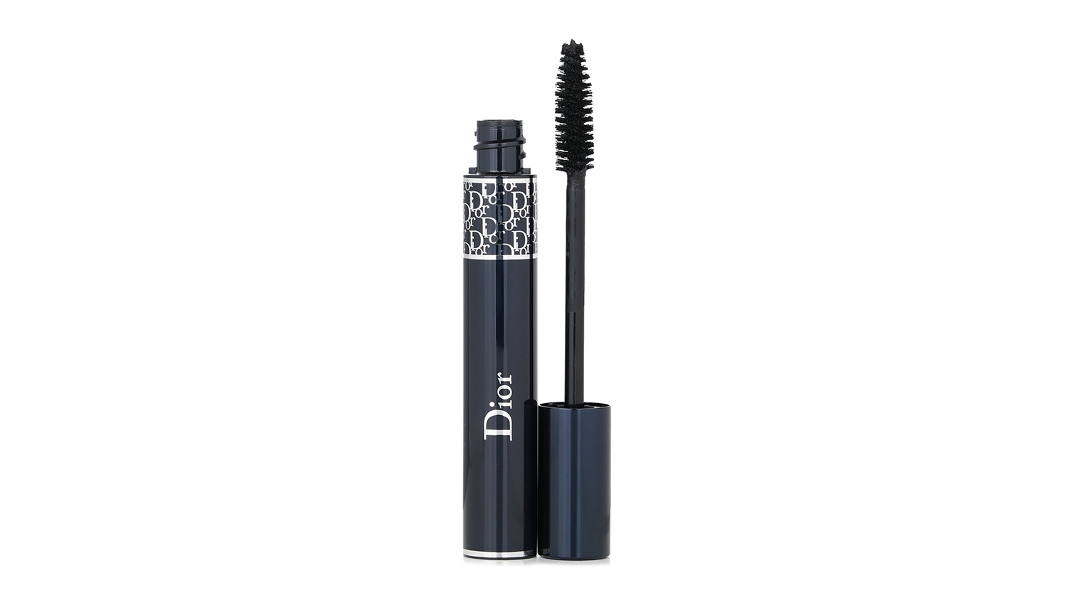 Open tube of Dior Diorshow Waterproof Mascara in Black with the applicator wand held upright