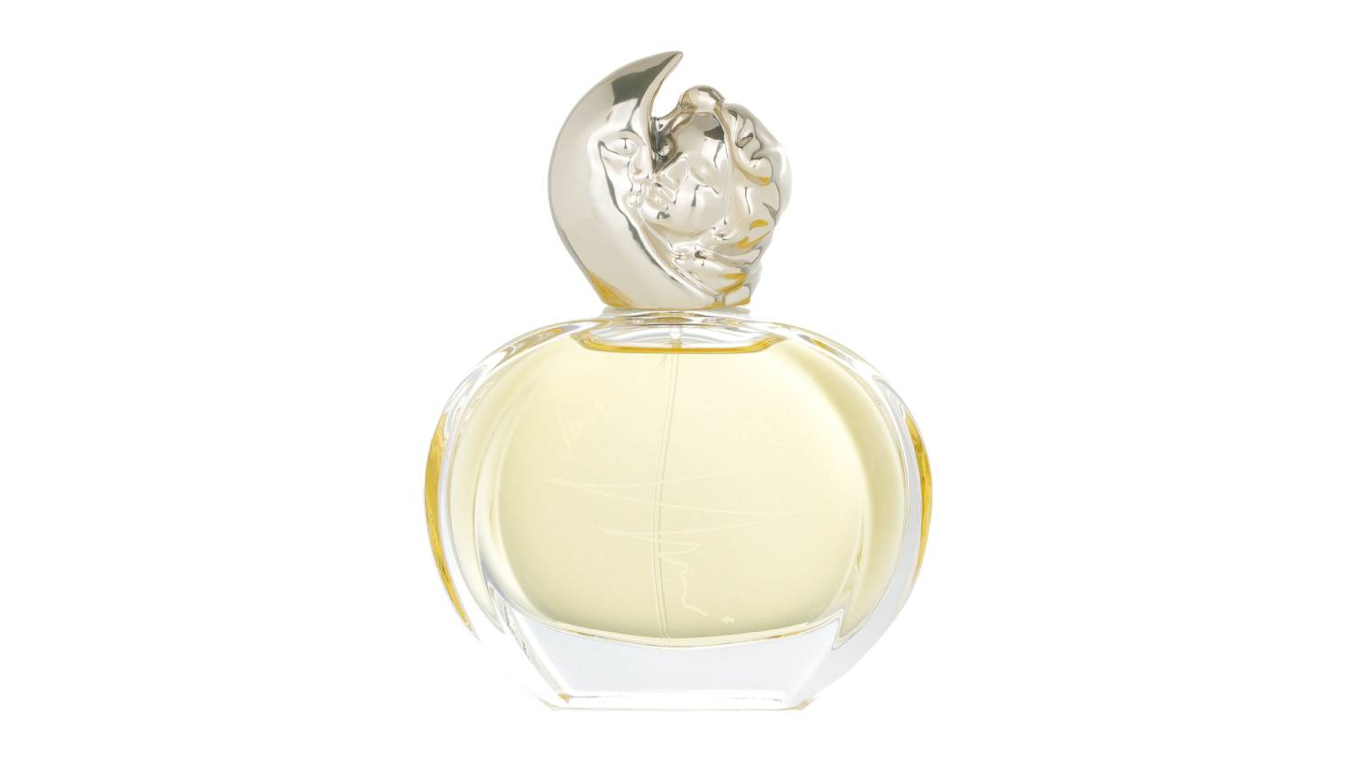 Sisley Soir De Lune Eau De Parfum Spray in a clear, rounded glass bottle filled with pale yellow liquid