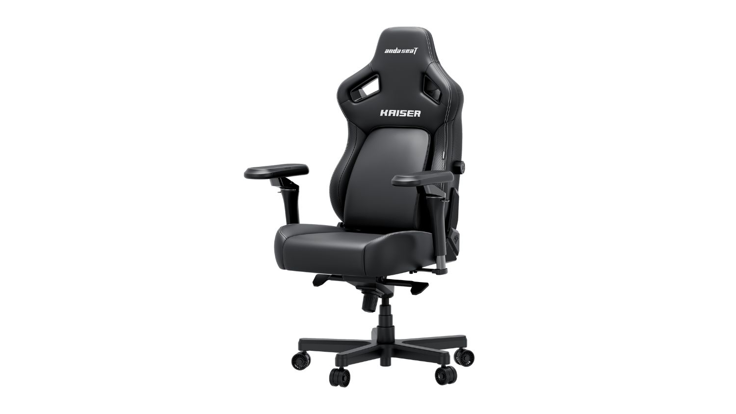 A left-angled view of an AndaSeat Kaiser Pleather Gaming Chair