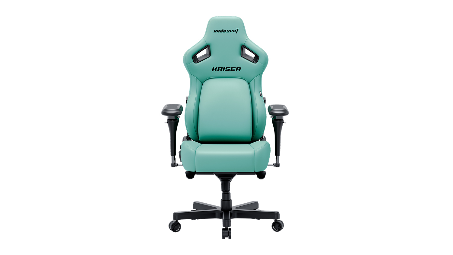 Front view of the AndaSeat Kaiser 4 V2 XL in Robin Egg Blue, showcasing its wide ergonomic frame