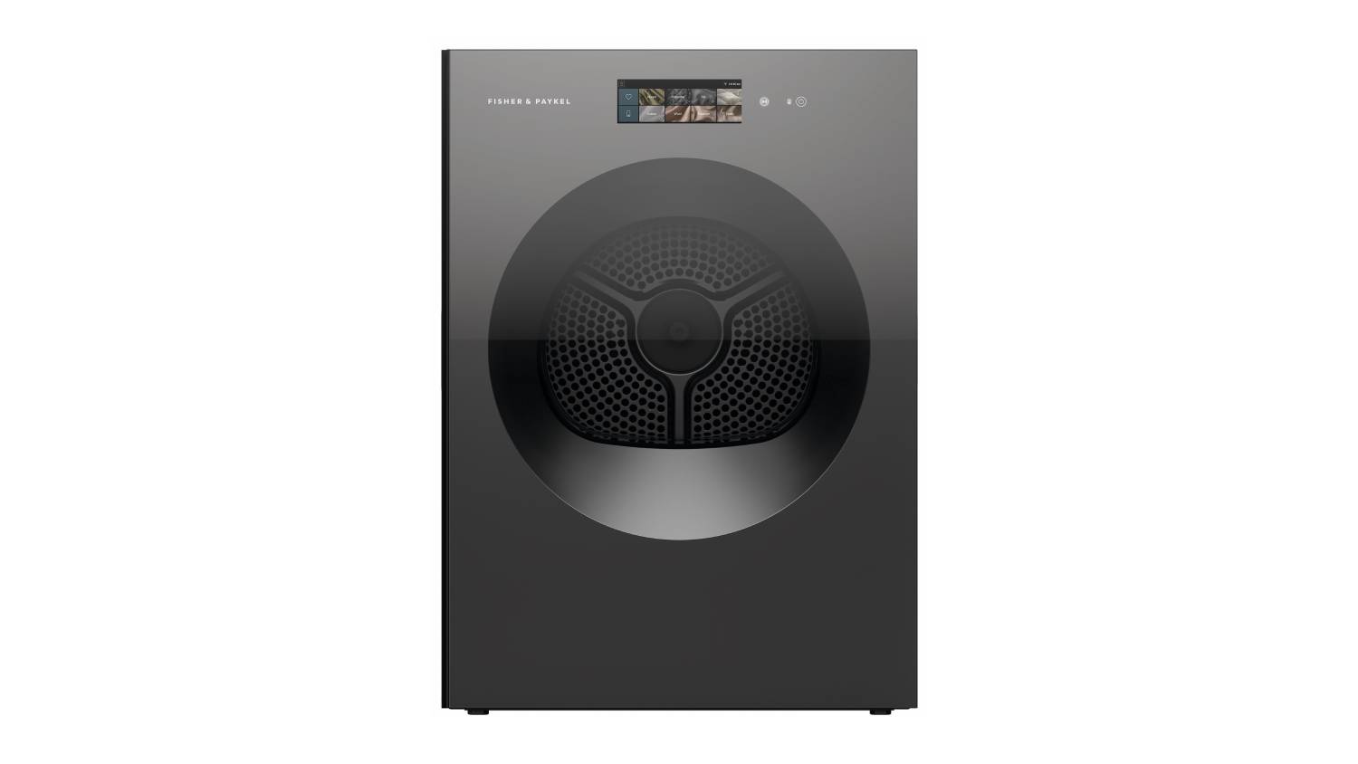 Front view of the Fisher & Paykel Series 11 10kg Heat Pump Smart Dryer in dark grey finish
