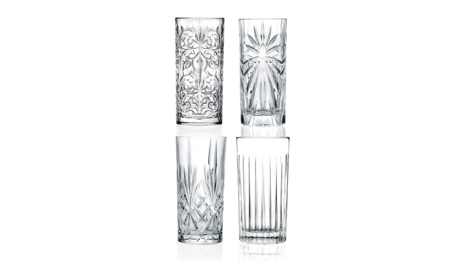 A front view of a 4-piece mixed DOF glass set