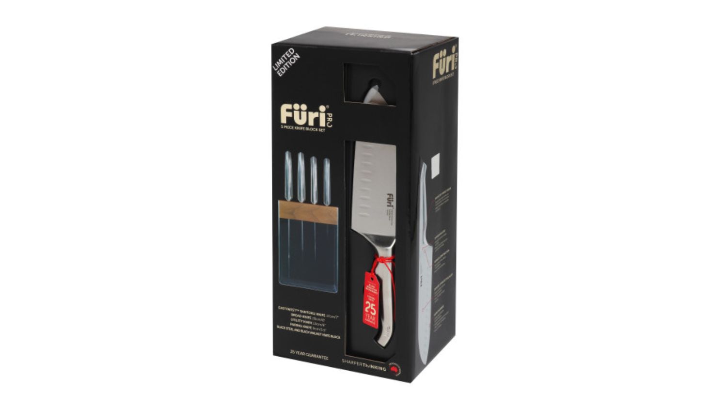 Furi Pro Knife Block with Knife Set 5pcs. - Limited Edition Black