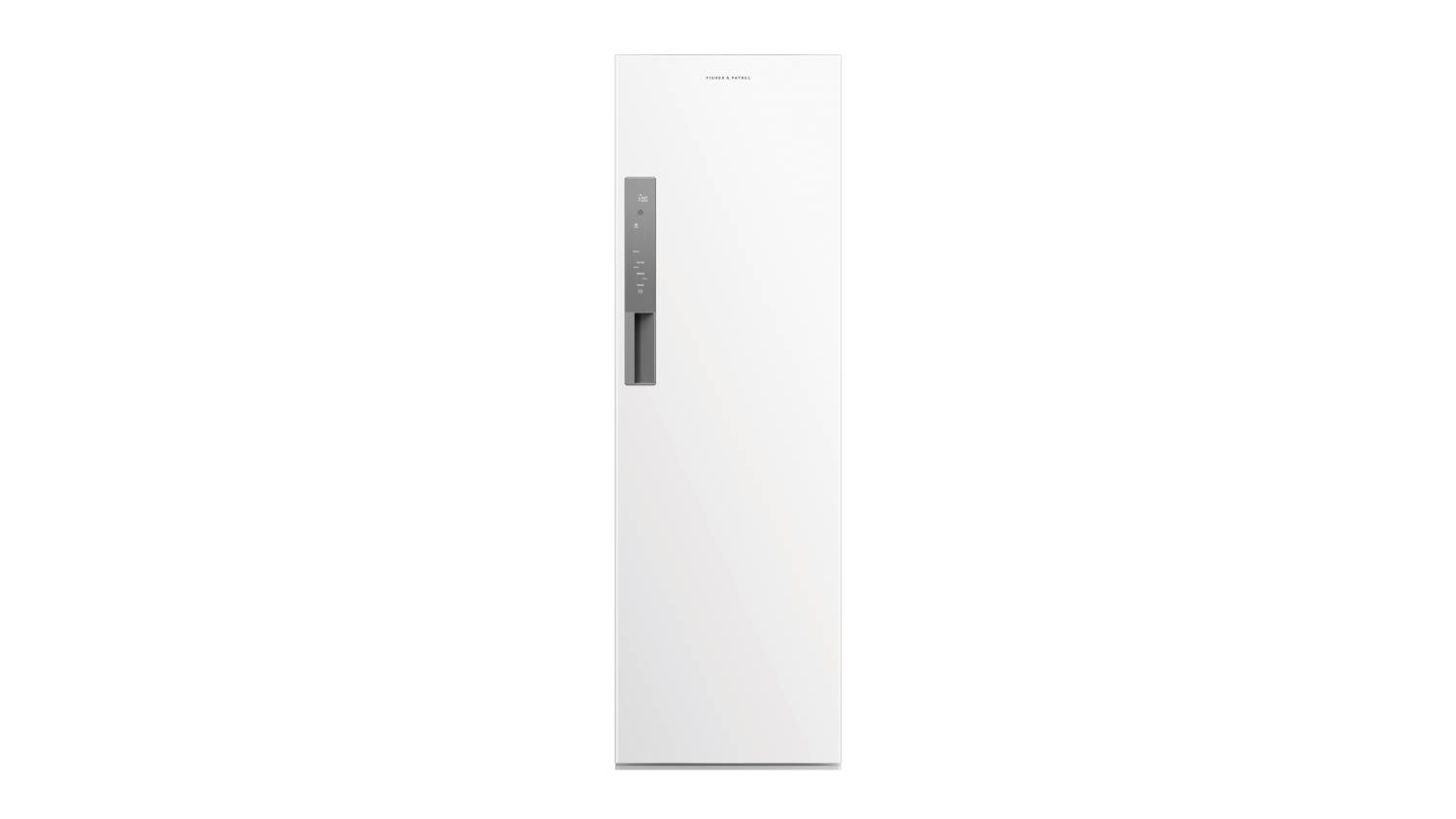 Front view of the Fisher & Paykel Series 11 Smart Fabric Care Cabinet in white with a slim vertical control panel