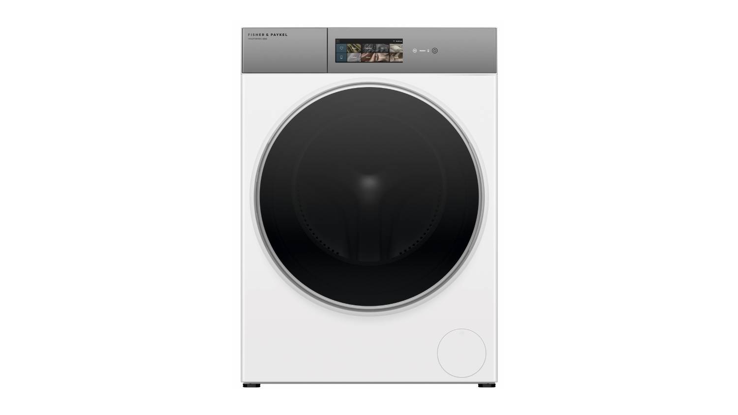 Front view of Fisher & Paykel Series 11 12kg Front Loader Smart Washing Machine in white