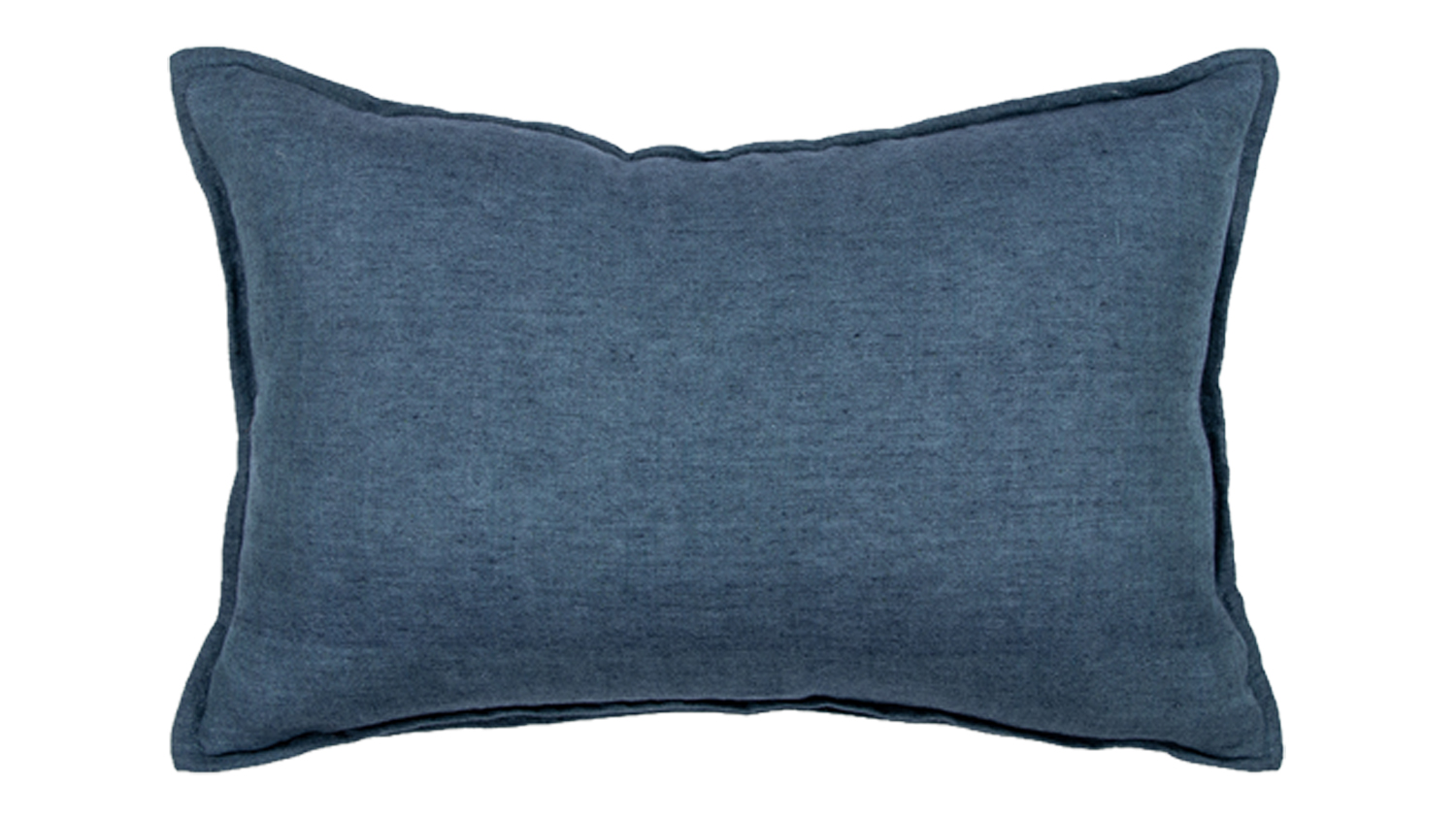 Rectangular cushion in solid deep blue fabric with a soft, textured finish and subtle piping along the edges