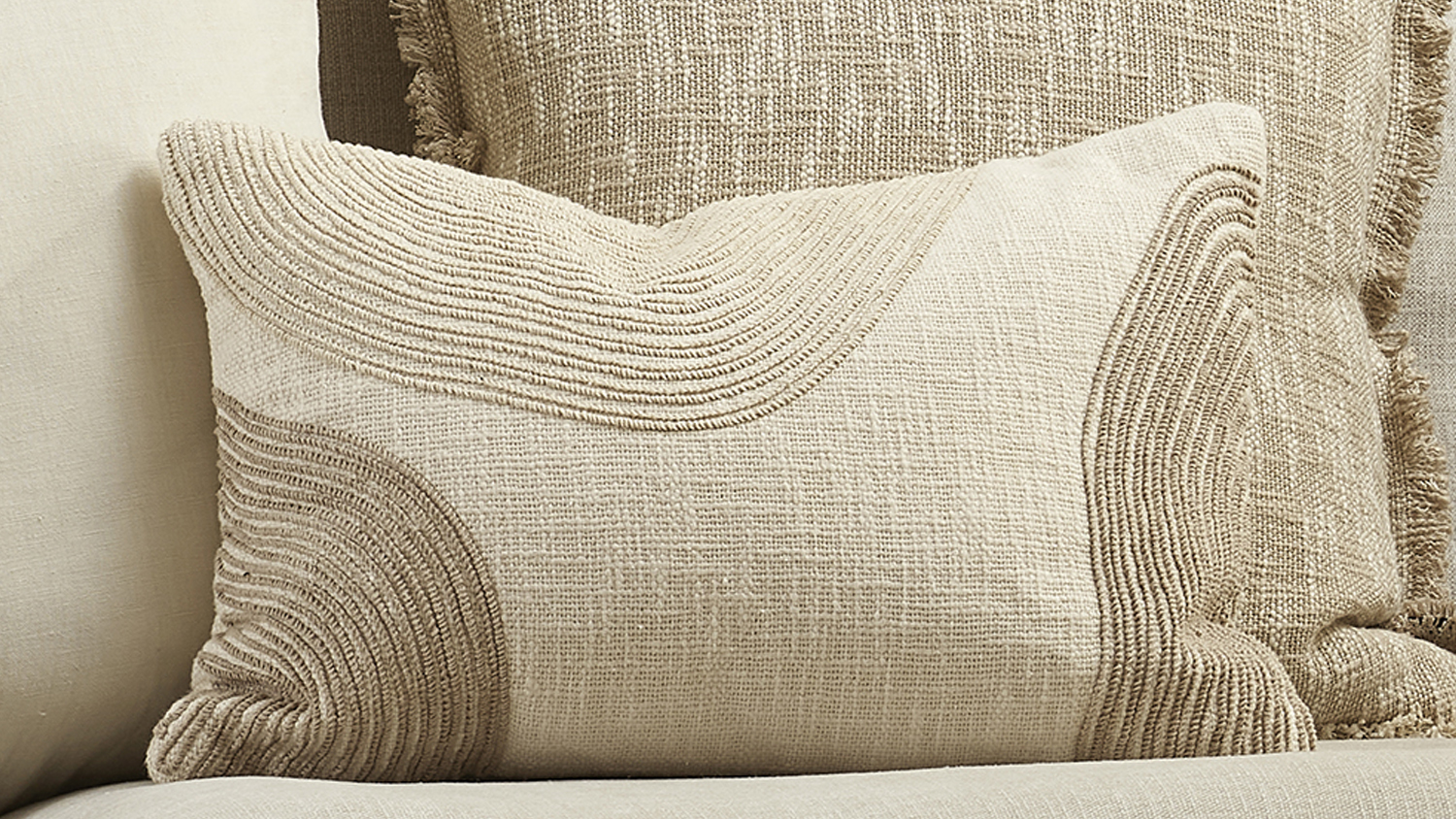 Amber Feather Cushion - Ivory