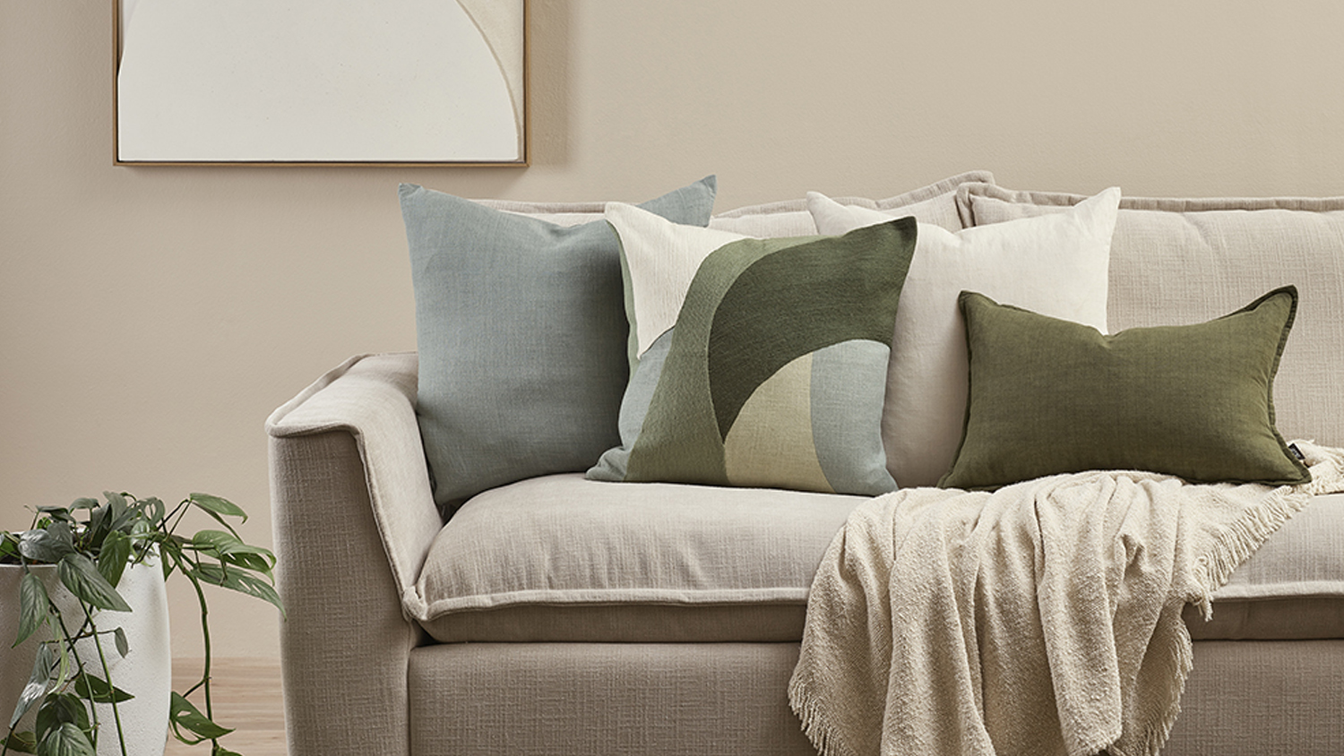 Ellis Feather Cushion - Olive