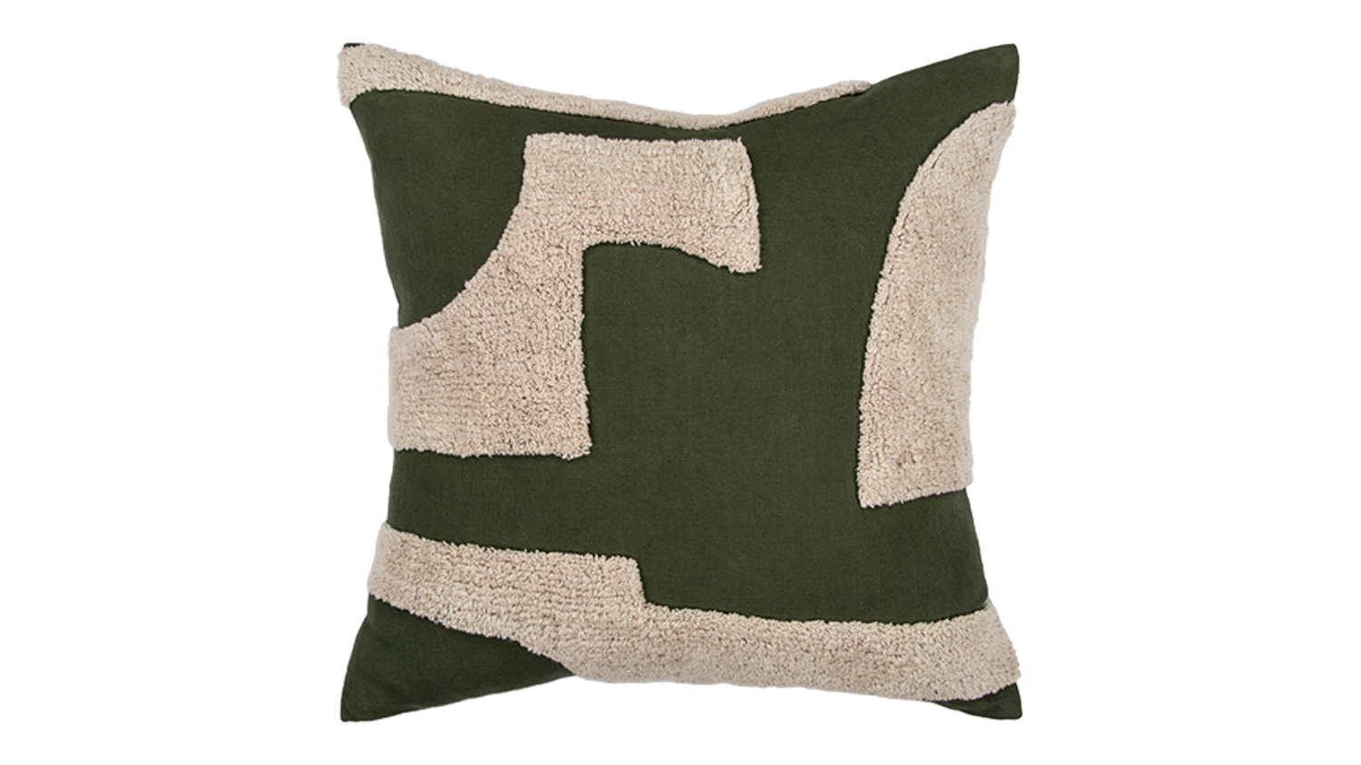 A Mezze Feather Cushion in a stylish olive design
