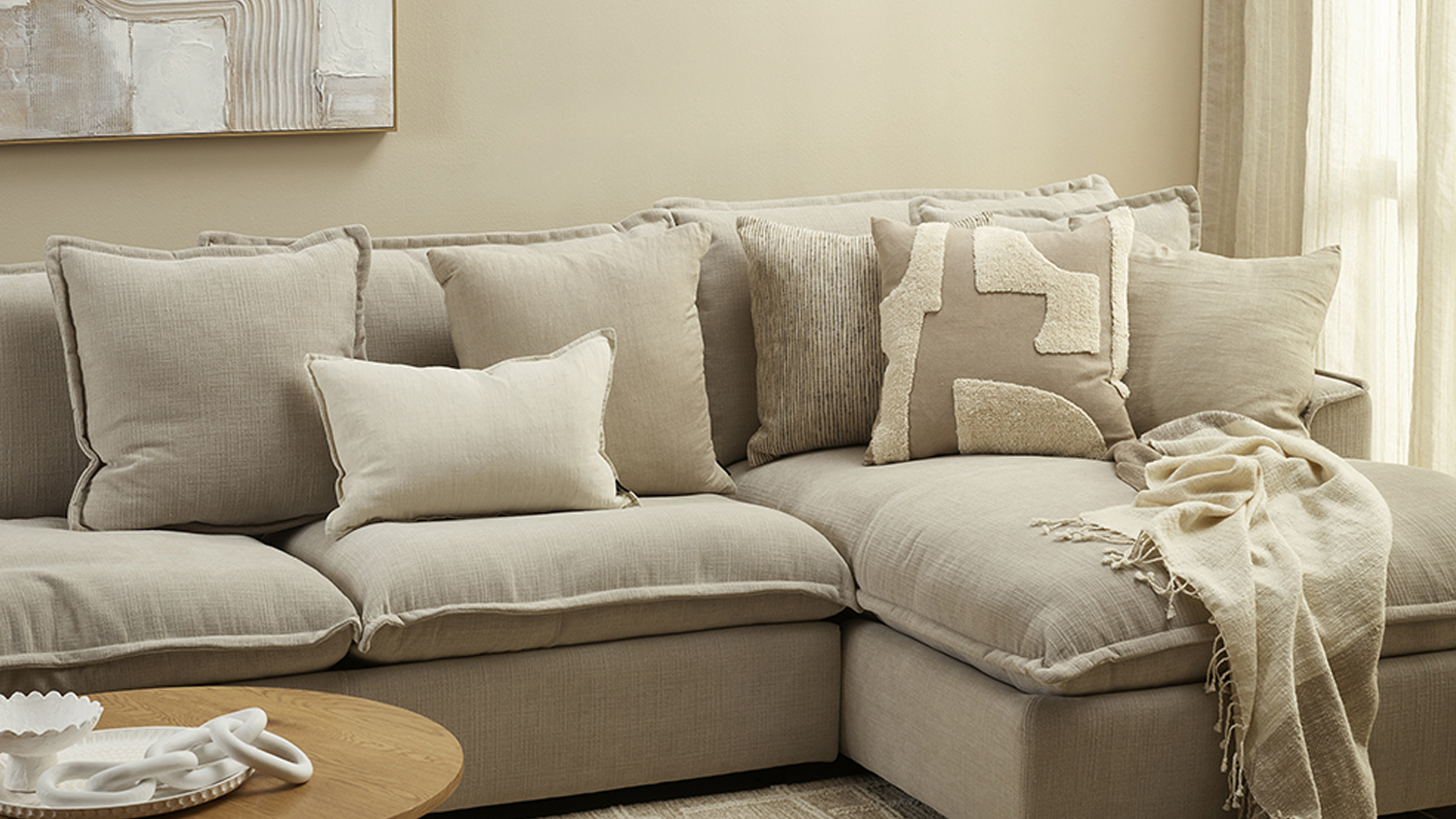 Mezze Feather Cushion - Taupe