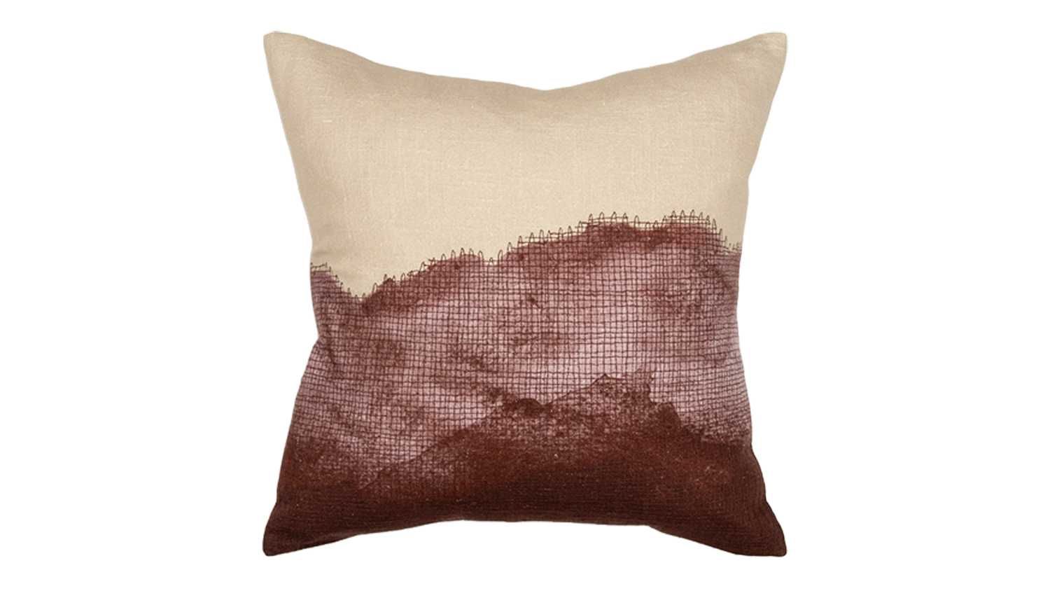 A Salita Feather Cushion in a stylish desert design