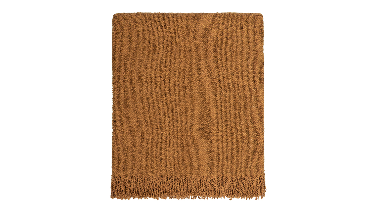 Lily Throw in toffee featuring a thick, textured fringe at the bottom