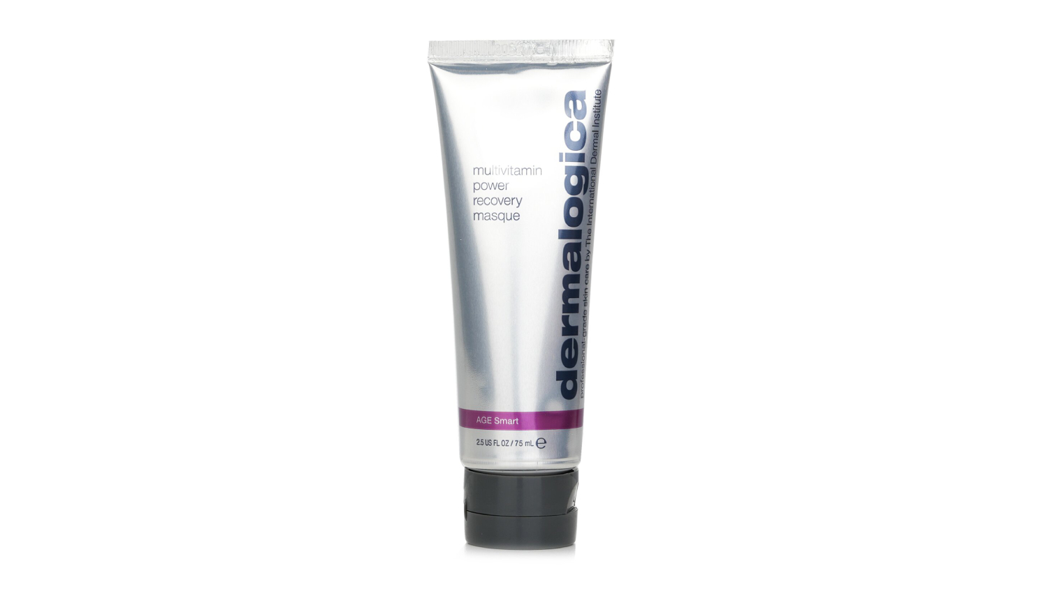 A silver tube of Dermalogica Multivitamin Power Recovery Masque with a black cap