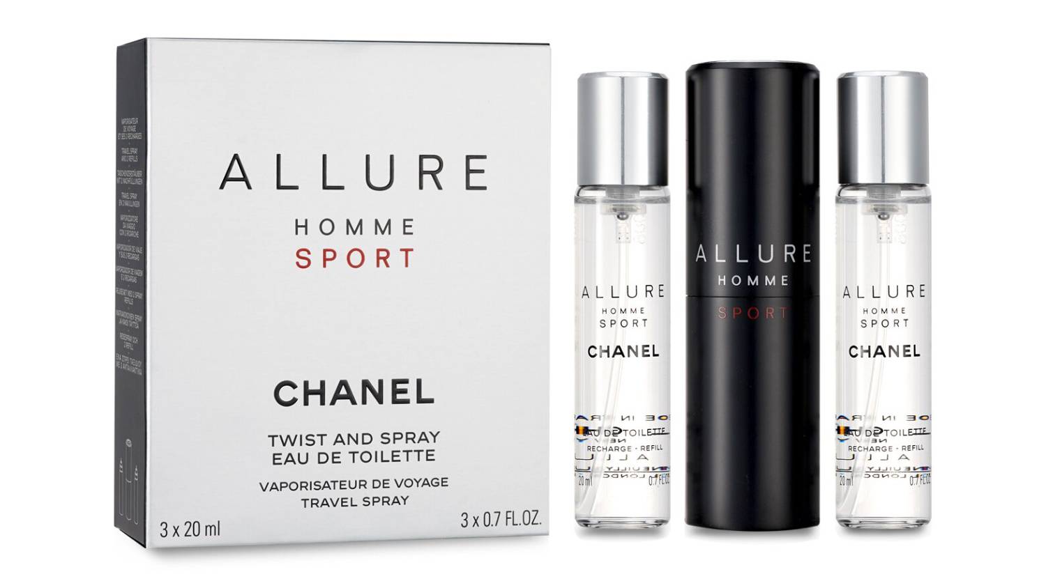 Chanel Allure Homme Sport Eau De Toilette Travel Spray (With Two Refills) - 3x20ml/0.7oz