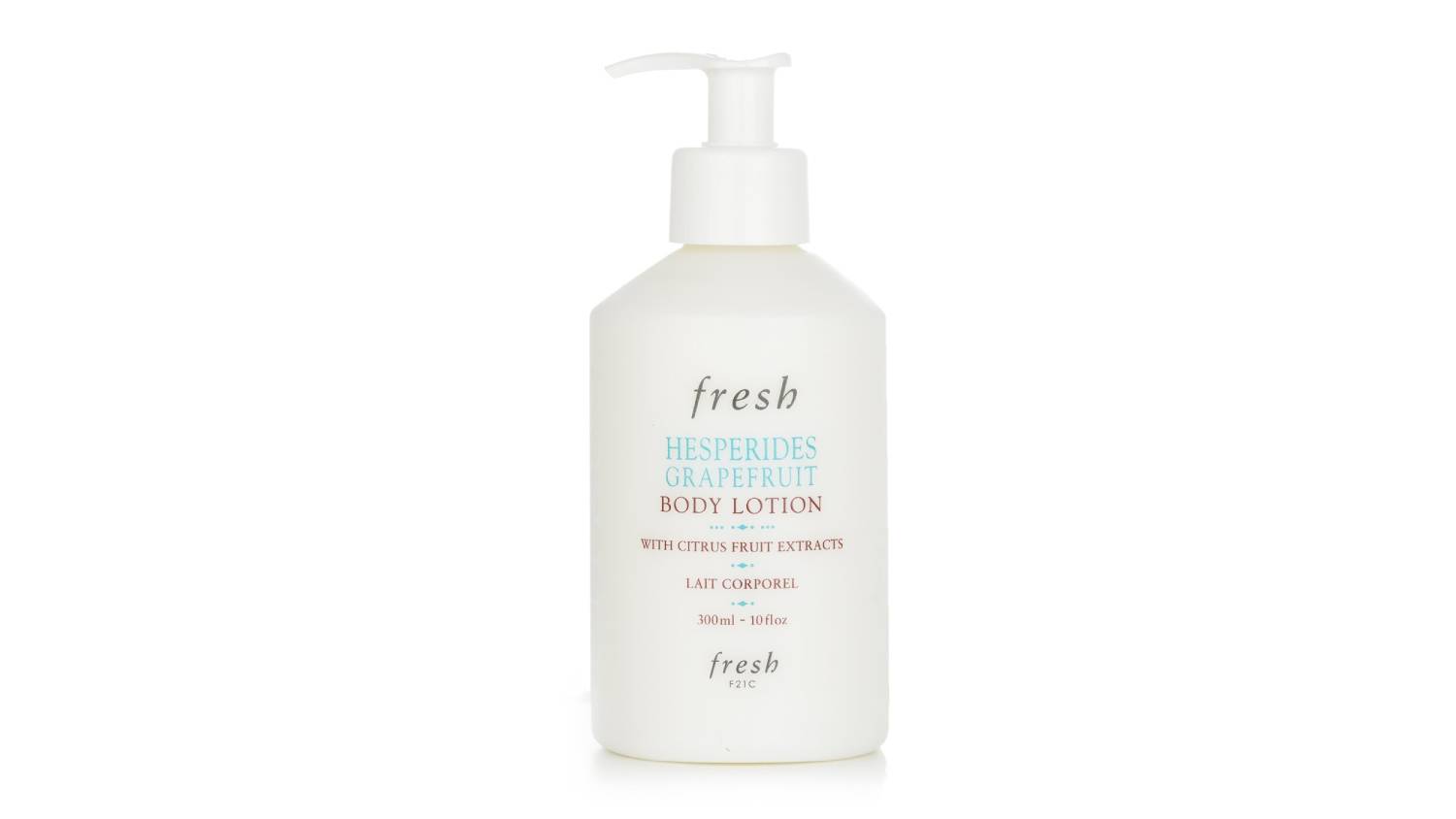 Fresh Hesperides Grapefruit Body Lotion in a white pump bottle