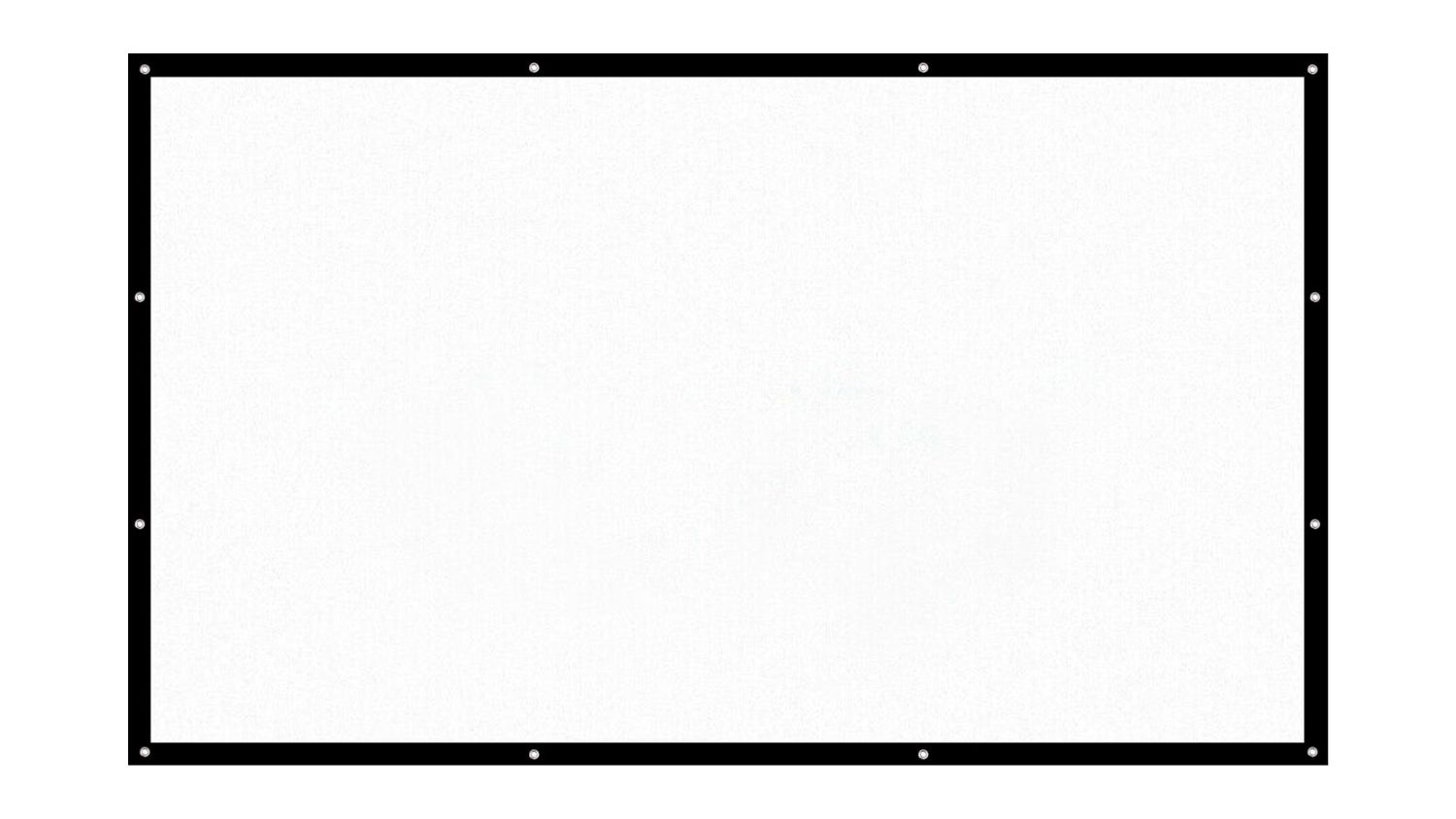 A straight-on view of a plain 100-inch foldable projector screen