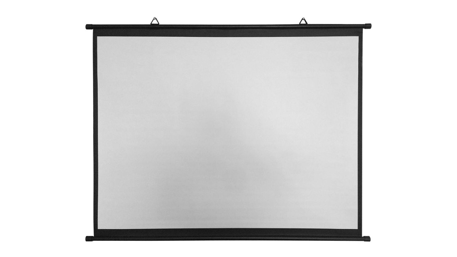 A straight-on view of a plain 12-inch foldable projector screen