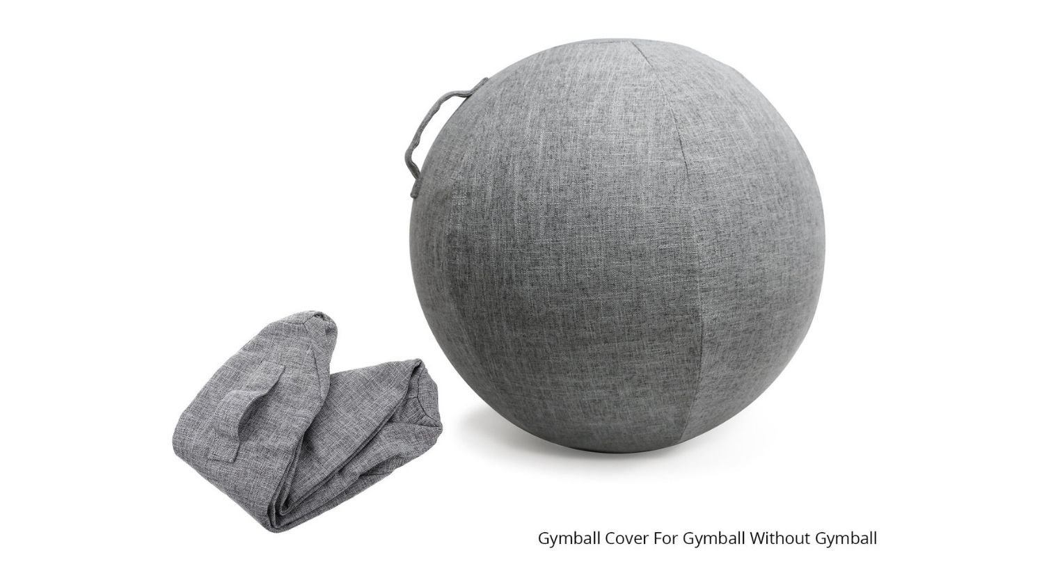 Grey cotton-linen gym ball cover with zipper and carry handle