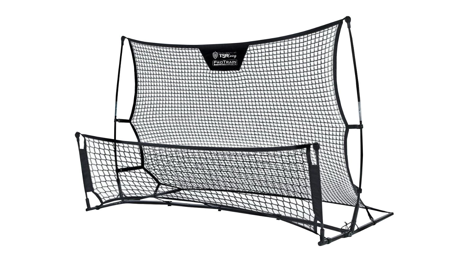 An angled side view of the PROTRAIN soccer rebounder