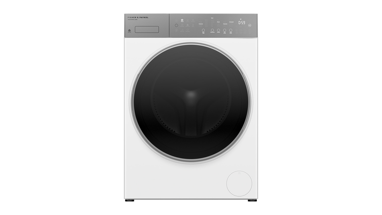 Front view of a contemporary Fisher & Paykel Series 5 8kg Smart Front Loader Washing Machine