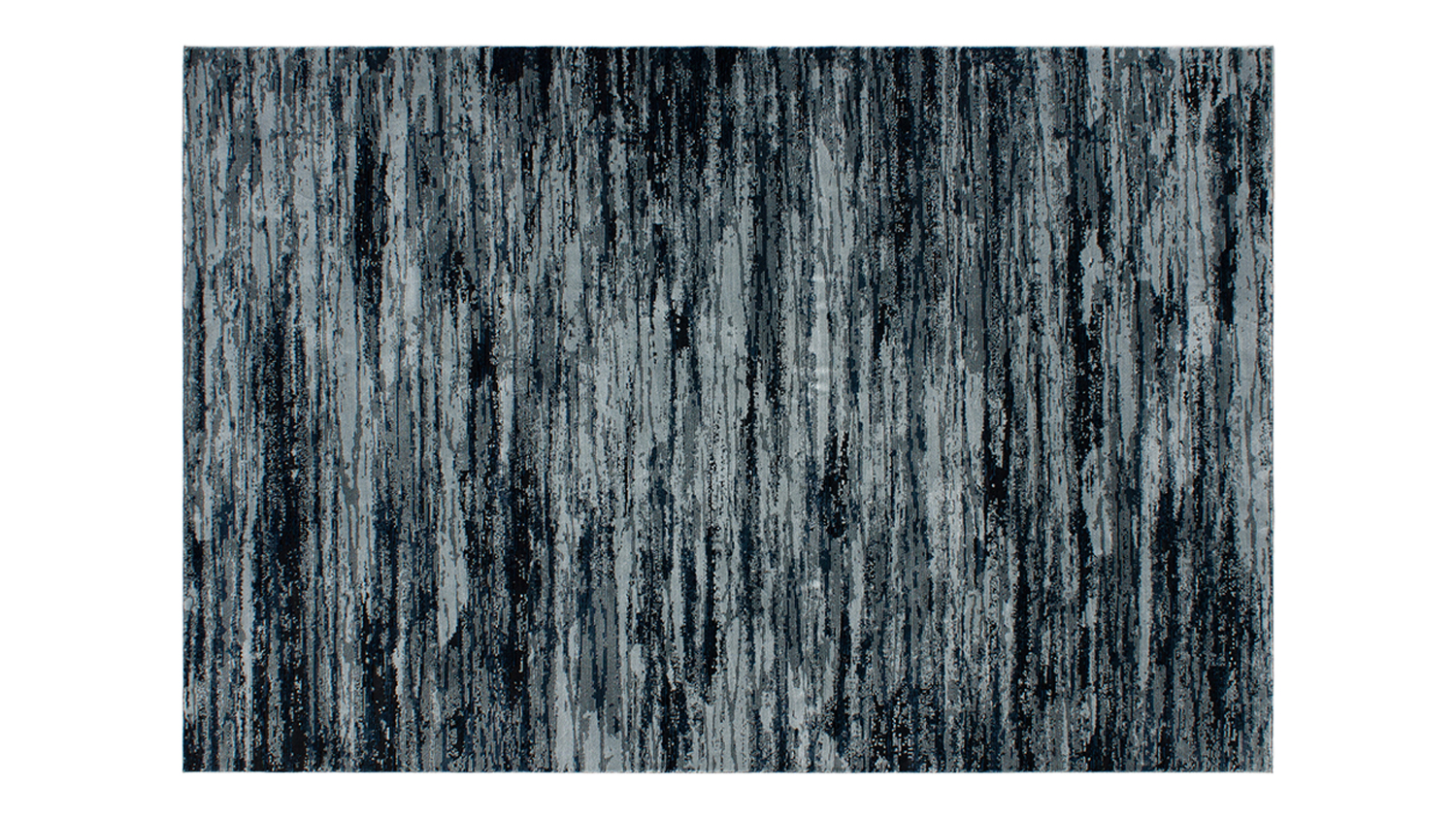 Overhead view of Caspian Navy Rug with vertical, water-inspired abstract streaks