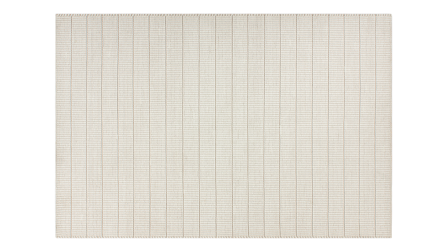 Full rug view showing a clean, minimalist design in ivory with fine, evenly spaced linear grid detailing