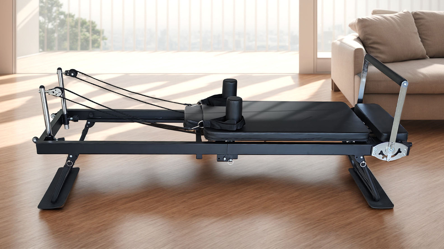 PROTRAIN Reformer Pilates Device with Headrest - Black