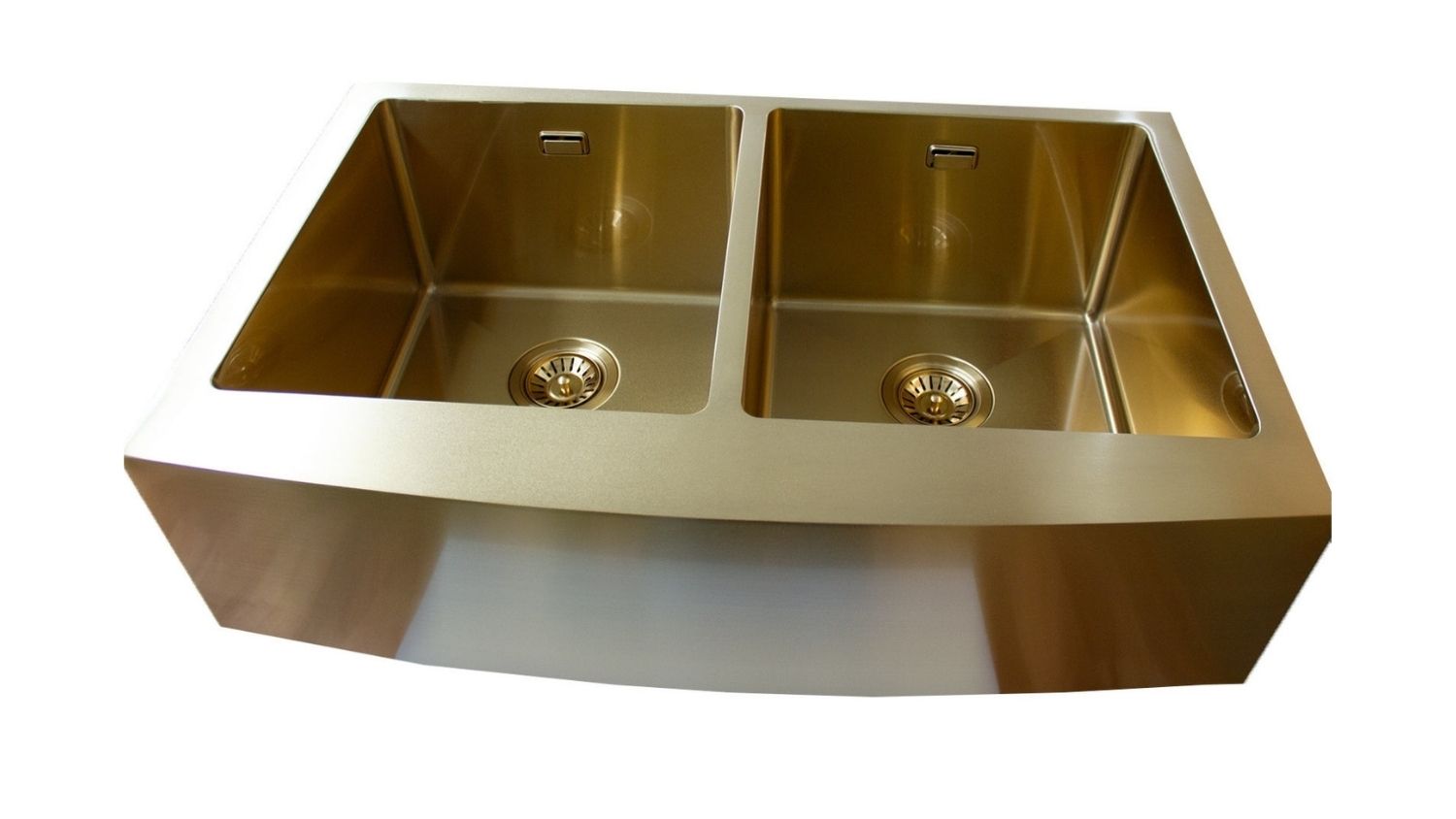 Gold stainless steel double basin kitchen sink with drain