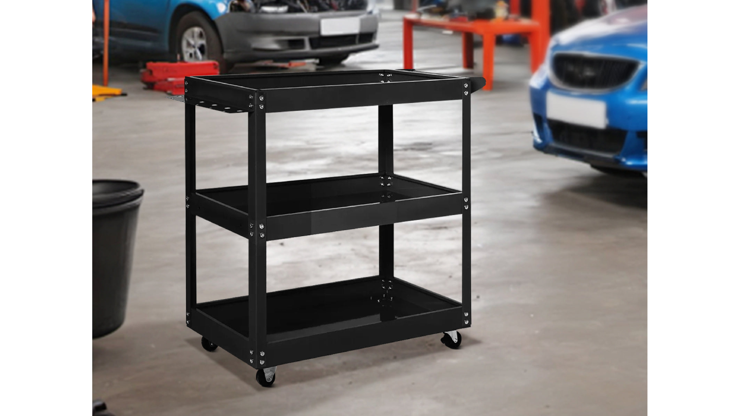 TSB Living 3-Teir Rolling Tool Storage Cart - Black