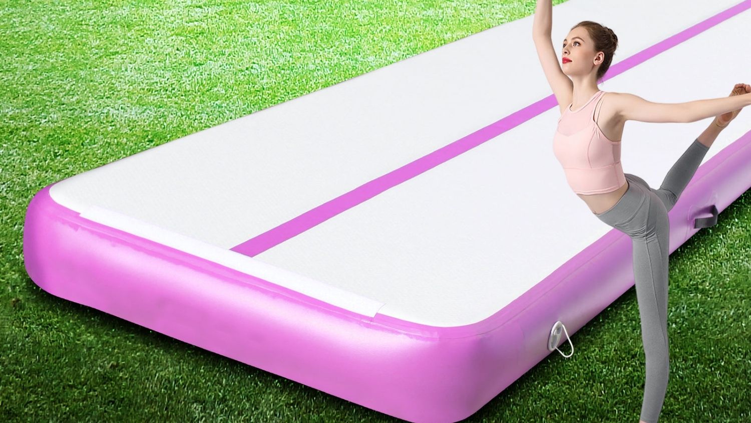 PROTRAIN Inflatable Gymnastics Air Track 5 x 1m - Pink/Grey