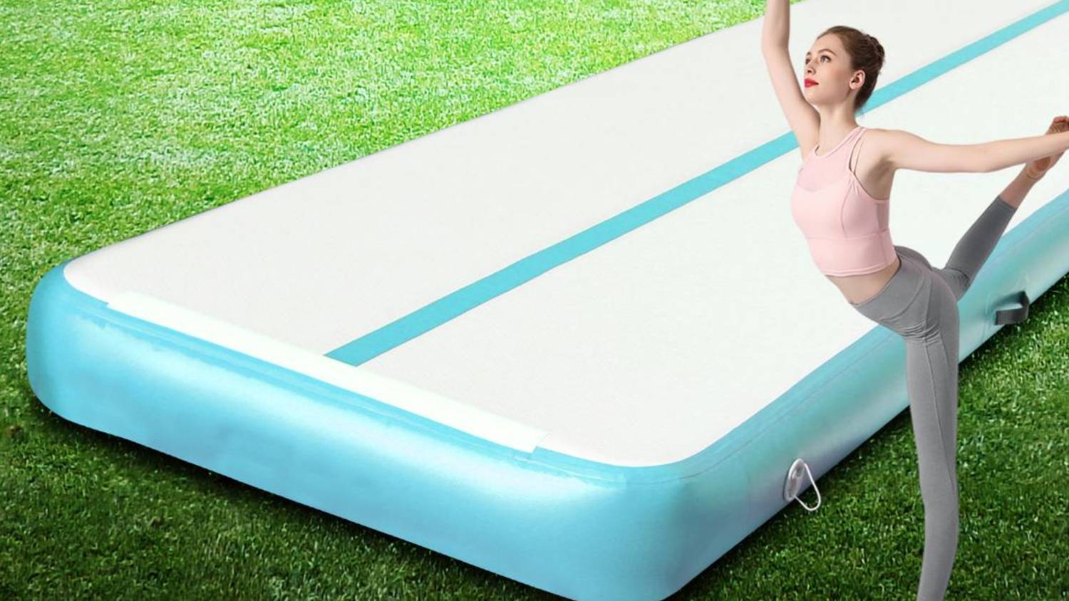 PROTRAIN Inflatable Gymnastics Air Track 5 x 1m - Green/Grey