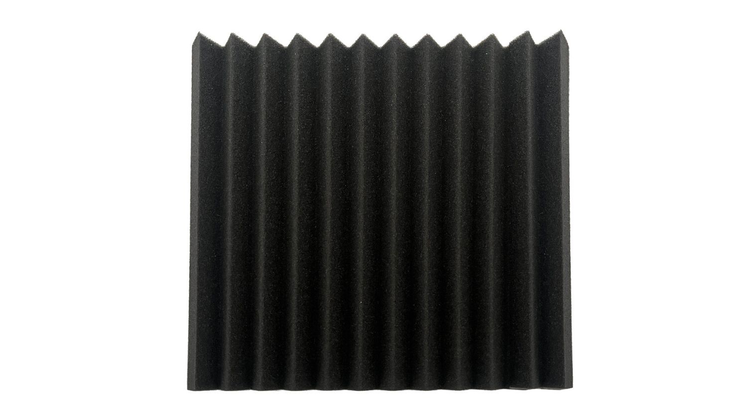 Black wedge-pattern acoustic foam panel with vertical ridges
