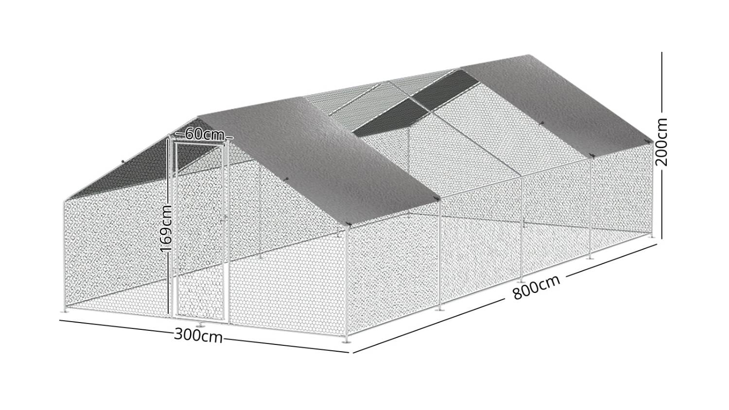 TSB Living Steel Chicken Coop 3 x 8 x 2m