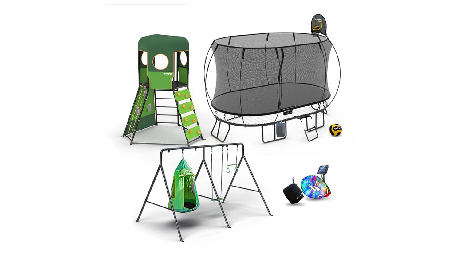 Springfree Large Trampoline 2.4 x 4m Oval with gobaplay Ultimate Backyard Bundle