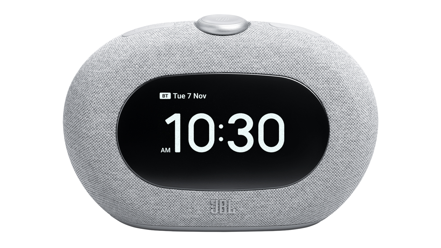 Front view of JBL Horizon 3 speaker showing 10:30 AM and Bluetooth connectivity icon