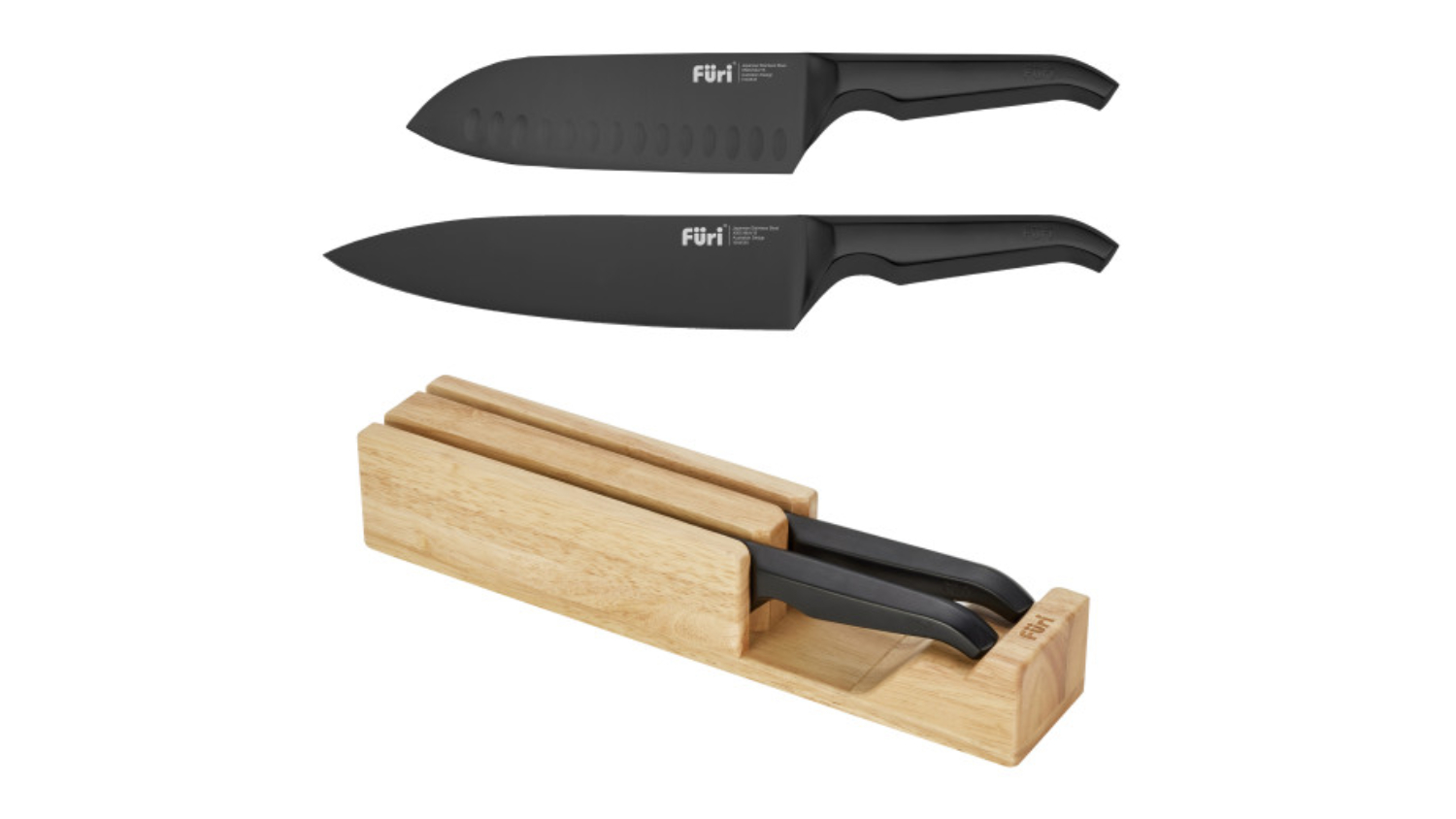 A view of the Furi Knife Set 3pcs. - Jet Black