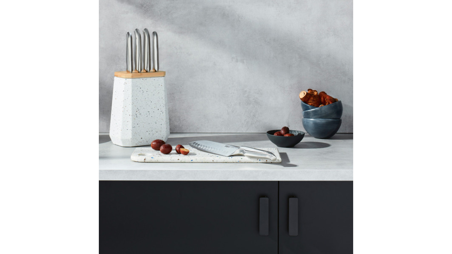 Furi Stone Knife Block with Knife Set 6pcs. - Azure Terrazzo