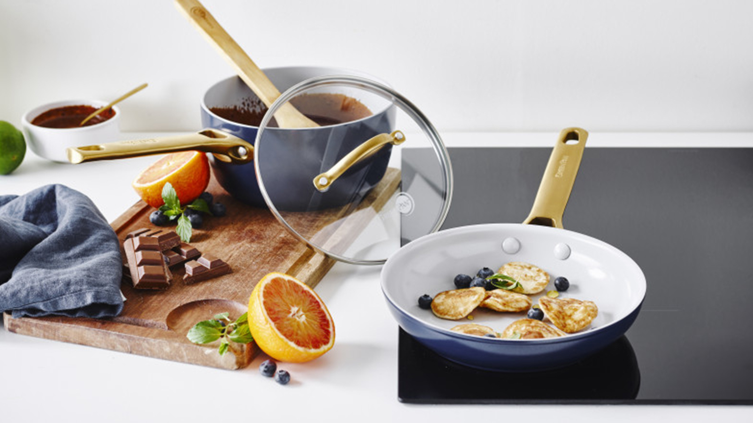 GreenPan Padova PFAS-Free Saucepan with Lid 18cm - Navy Blue