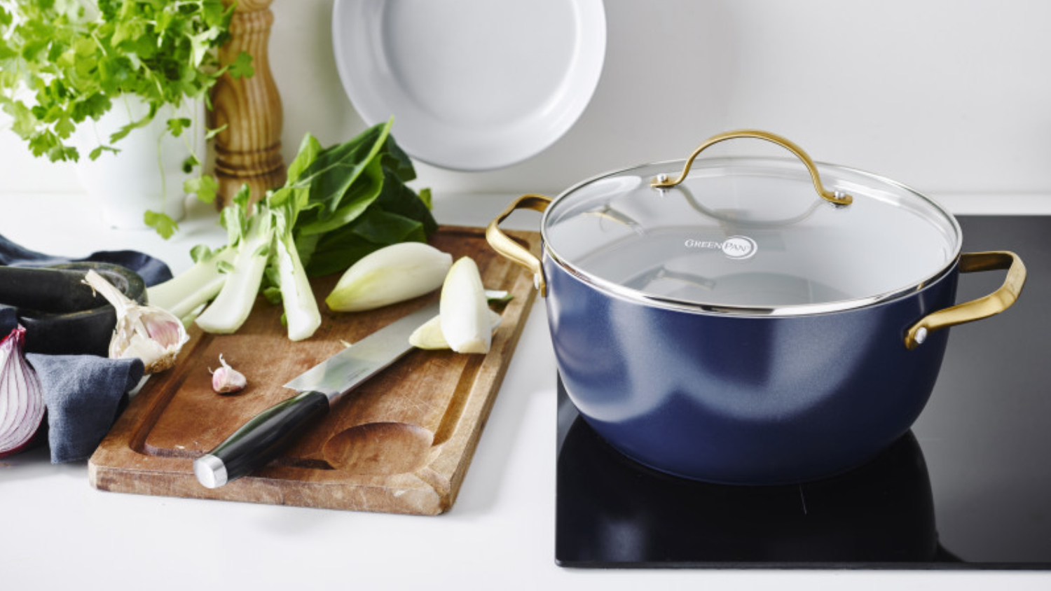 GreenPan Padova PFAS-Free Casserole Pot 24cm - Navy Blue