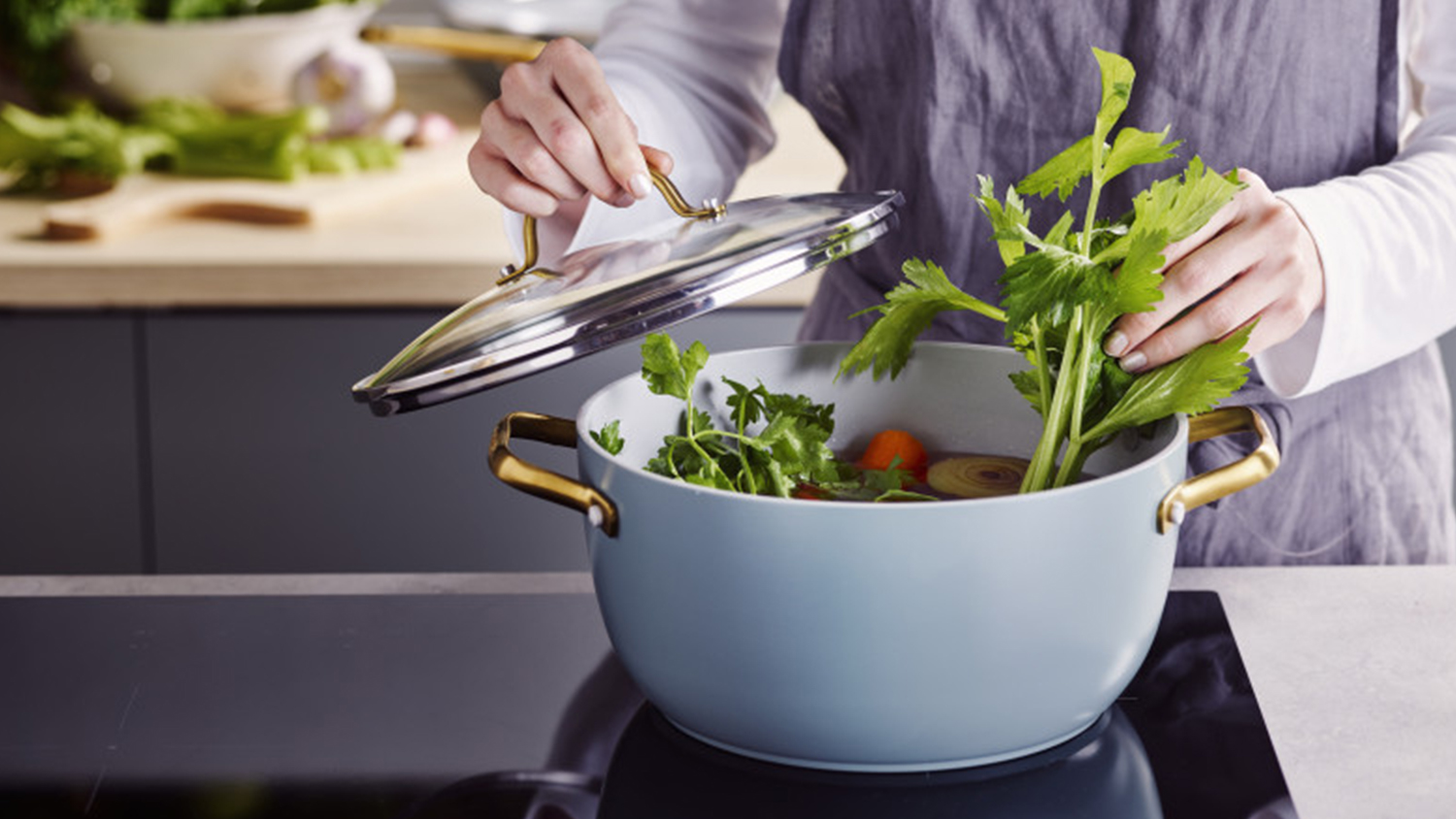 GreenPan Padova PFAS-Free Casserole Pot 24cm - Smokey Blue