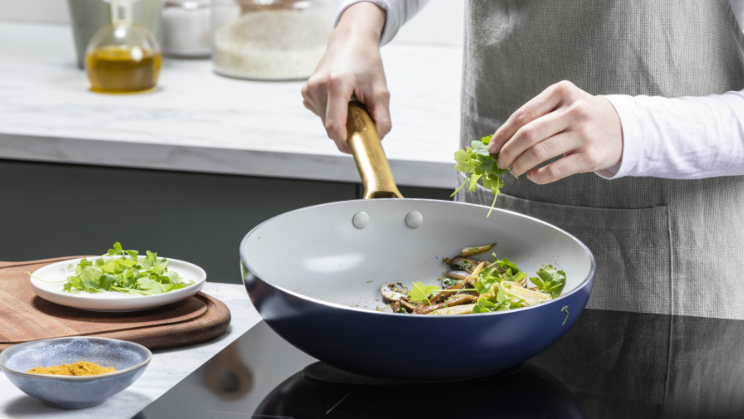 GreenPan Padova PFAS-Free Wok 28cm - Navy Blue