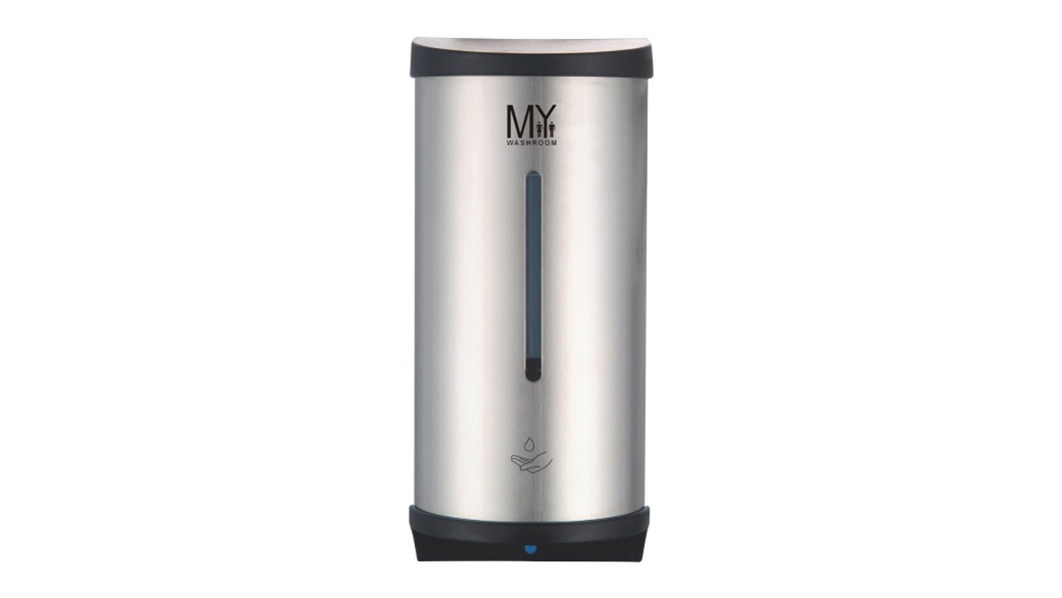 A front view of the MyWashroom 304 Stainless Steel Touchless Soap Dispenser