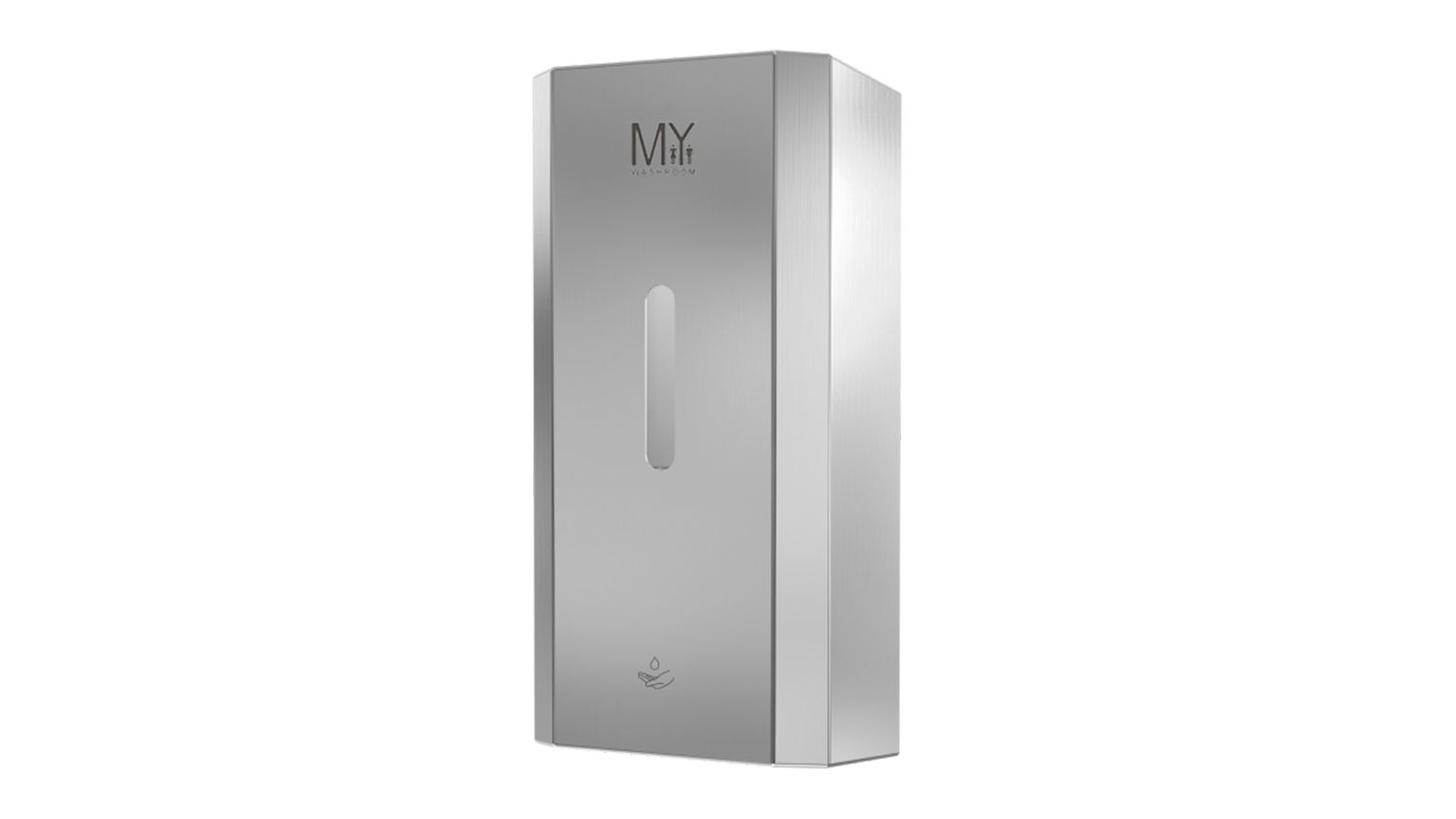 A front view of a MyWashroom Wall Mounted Touchless Soap Dispenser