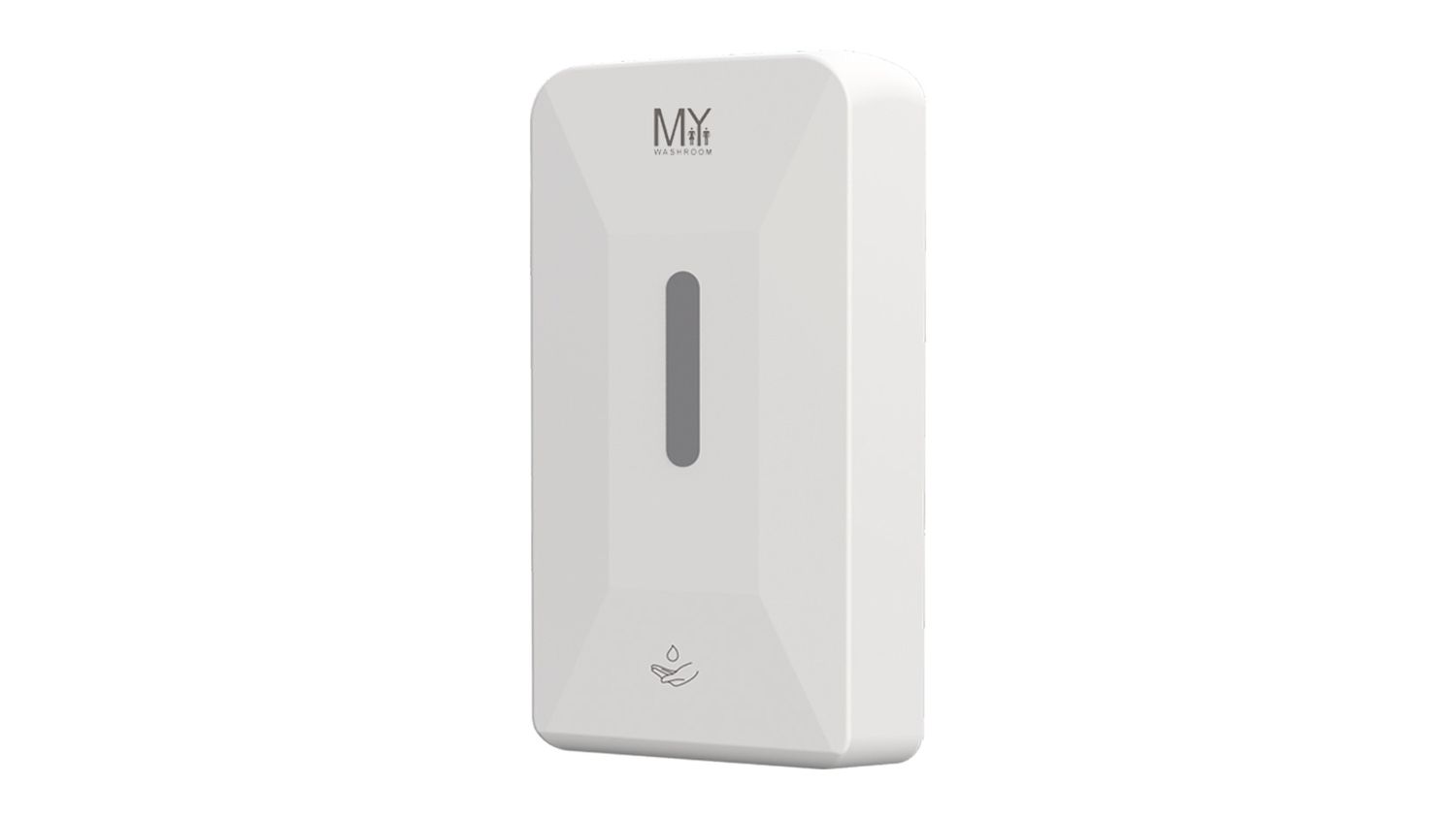 A front view of a MyWashroom Wall Mounted Touchless Soap Dispenser